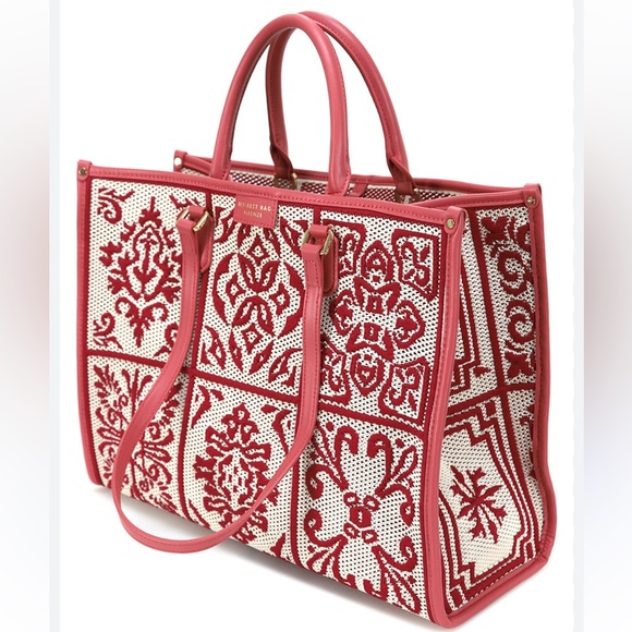 Viola Castellani Handbags - NWT Viola Castellani Crochet Tote & Fabric Crossbody Bag Genuine Leather Italy